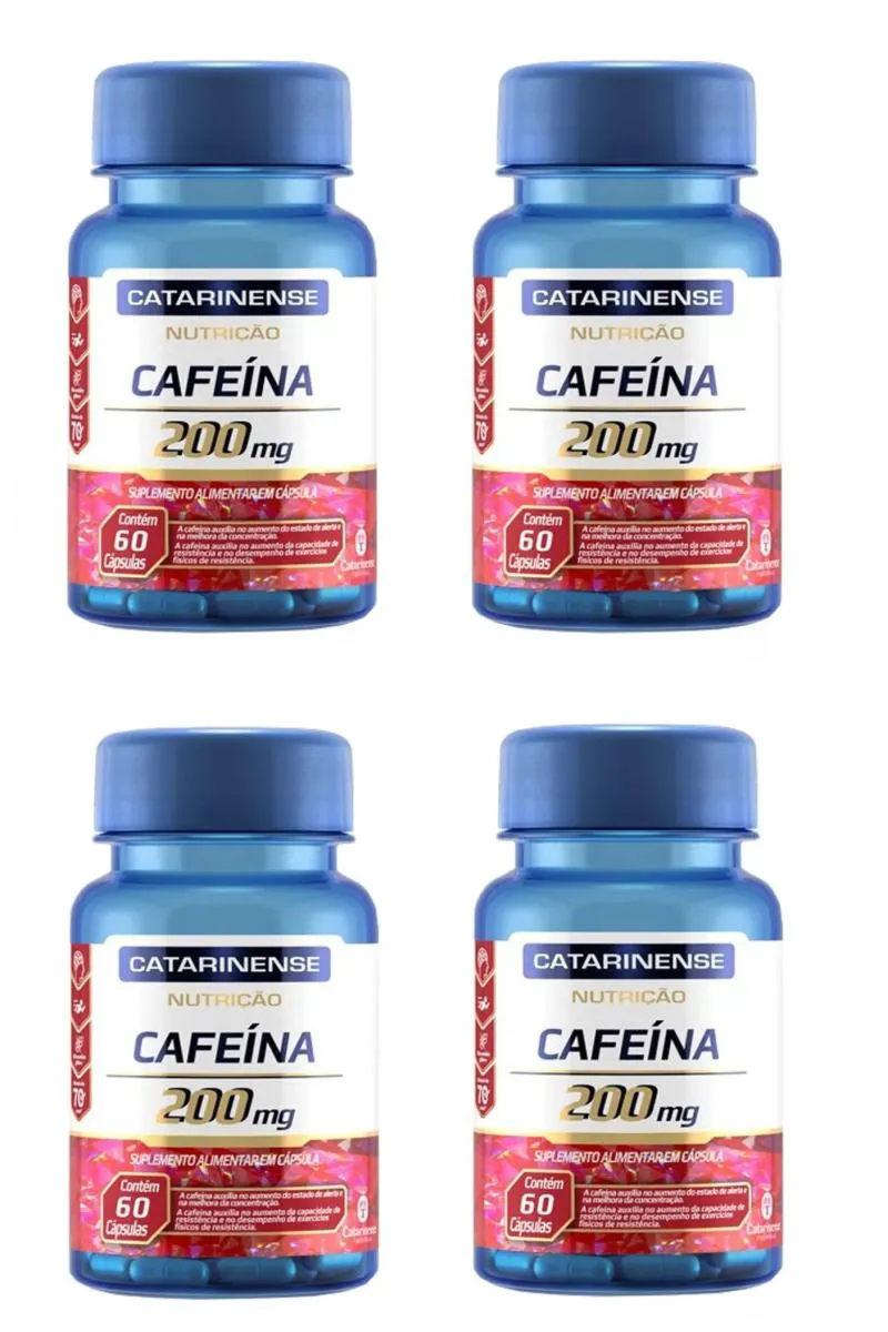 KIT 4 SUPLEMENTO CATARINENSE CAFEíNA 200MG ENERGIA 60CPS