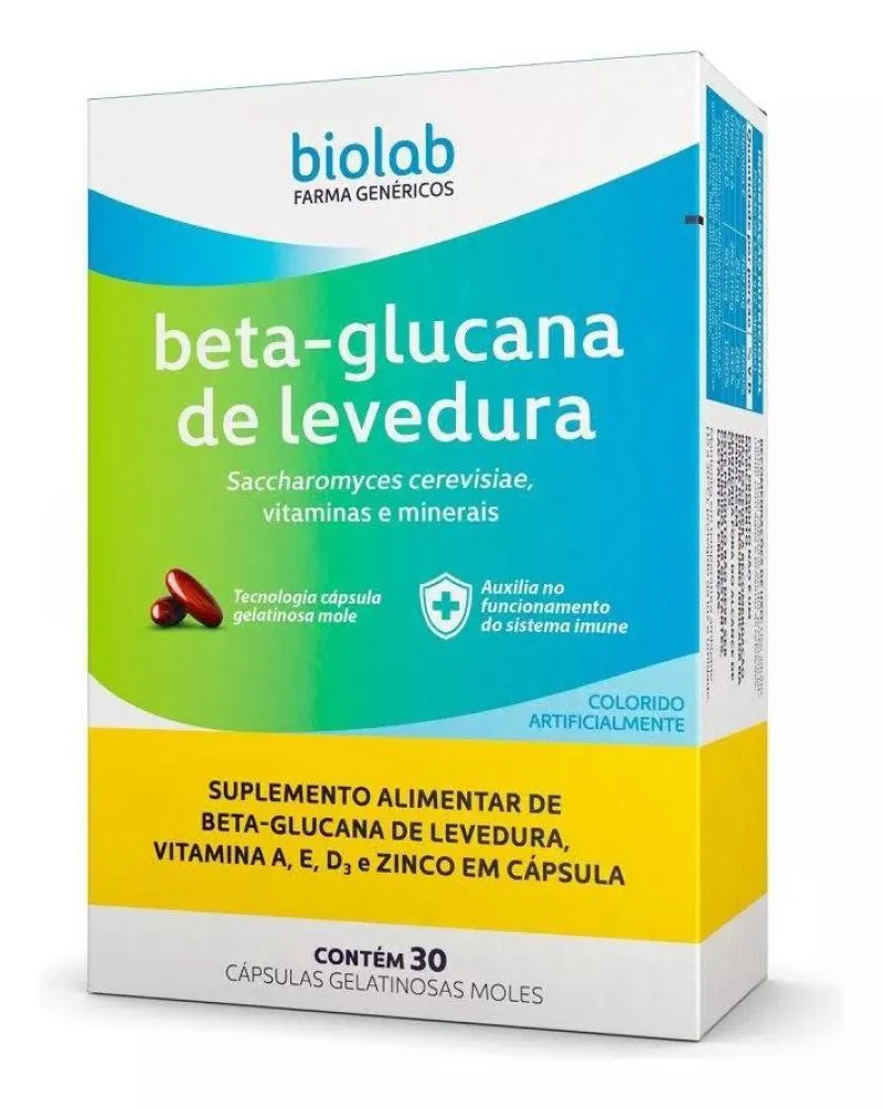 SUPLEMENTO BETA-GLUCANA DE LEVEDURA BIOLAB COM ZINCO 30CPS