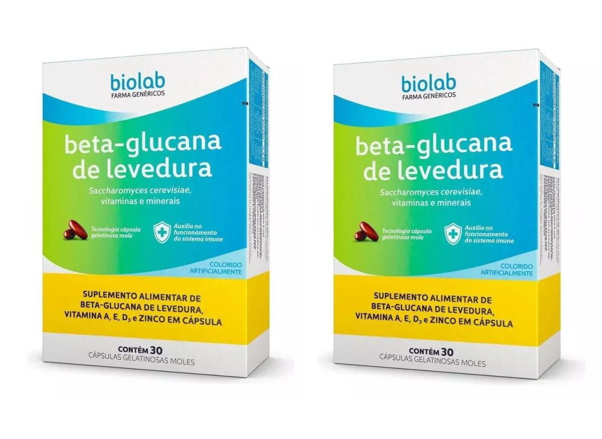 KIT 2 SUPLEMENTO BETA-GLUCANA DE LEVEDURA BIOLAB 30CPS