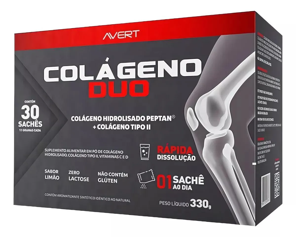 SUPLEMENTO AVERT COLáGENO DUO TIPO 2 VITAMINA C E D 30SACHêS