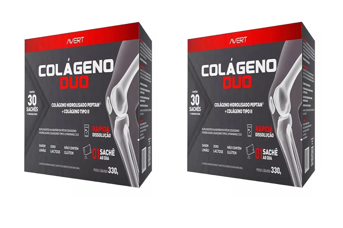 KIT 2 SUPLEMENTO AVERT COLáGENO DUO TIPO 2 VITAMINA 30SACHêS