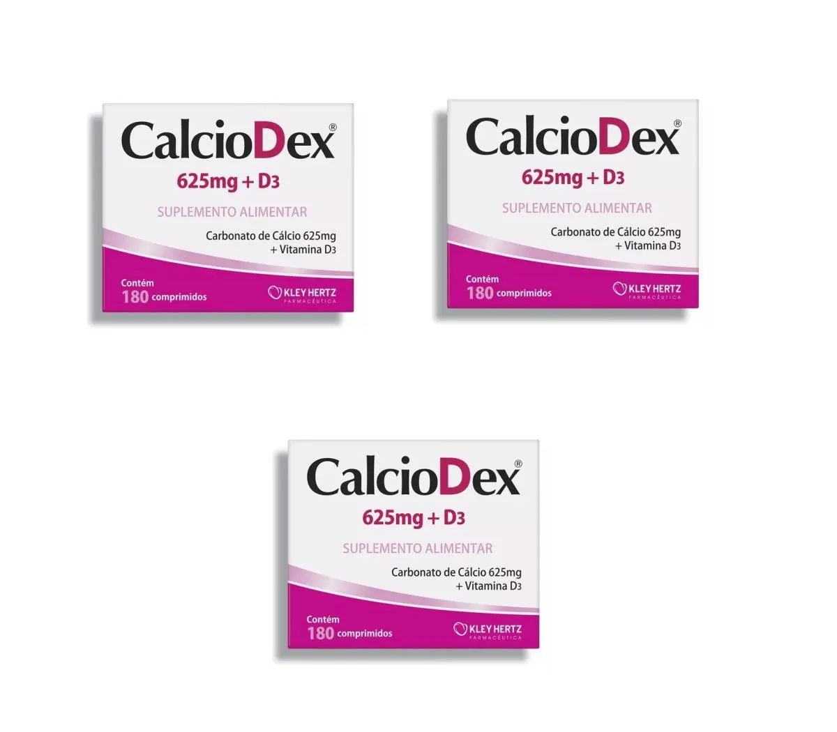 KIT 3 SUPLEMENTO CALCIODEX CARBONATO CáLCIO + VIT D3 180CPS