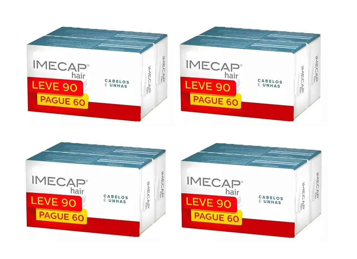 KIT 4 SUPLEMENTO IMECAP HAIR CABELOS PAGUE 60 C/ 90CPS