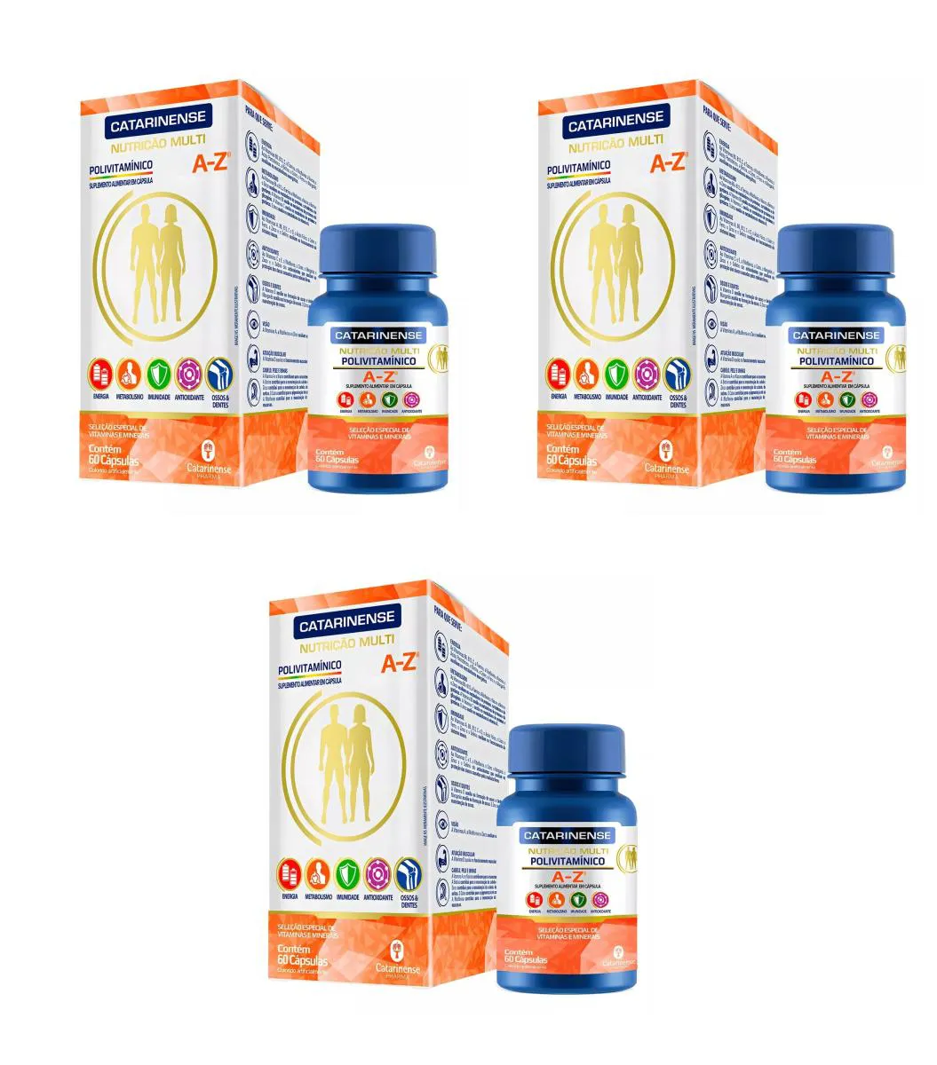 KIT 3 SUPLEMENTO CATARINENSE POLIVITAMíNICO A-Z ENERGIA 60CPS