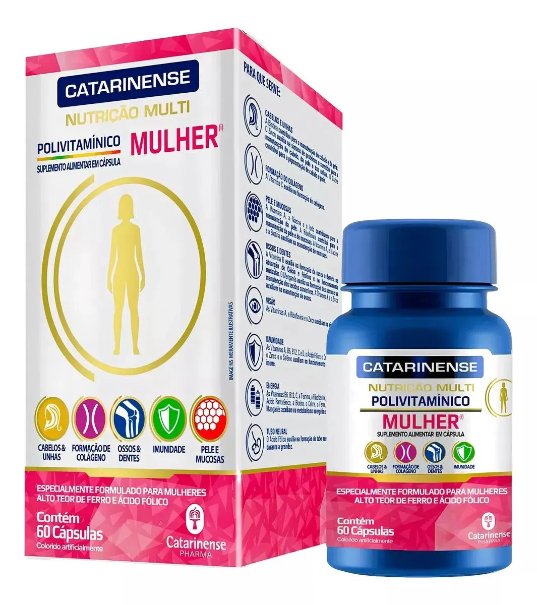 SUPLEMENTO CATARINENSE POLIVITAMíNICO MULHER CABELOS 60CPS