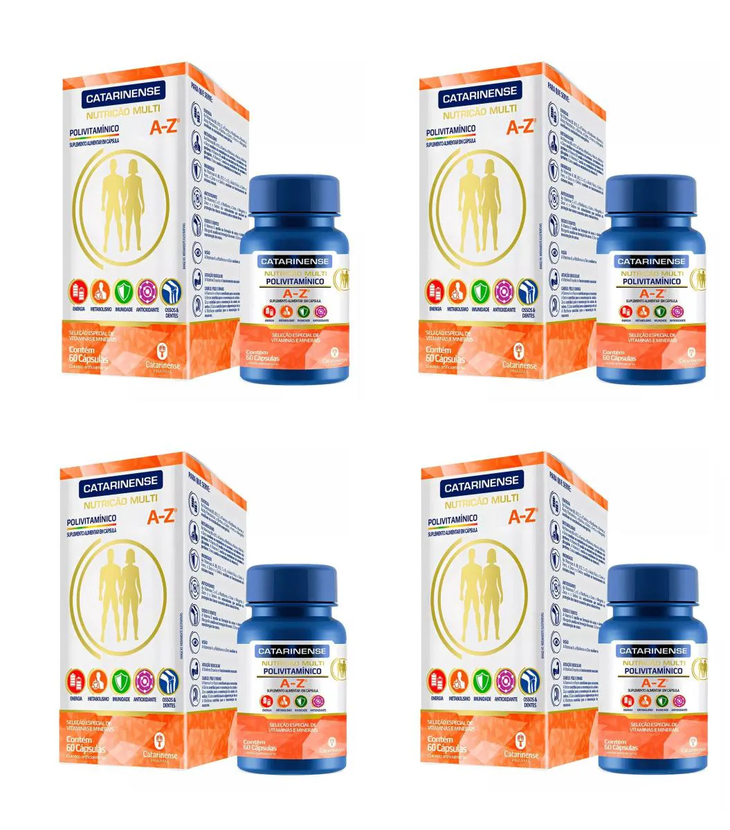 KIT 4 SUPLEMENTO CATARINENSE POLIVITAMíNICO A-Z ENERGIA 60CPS