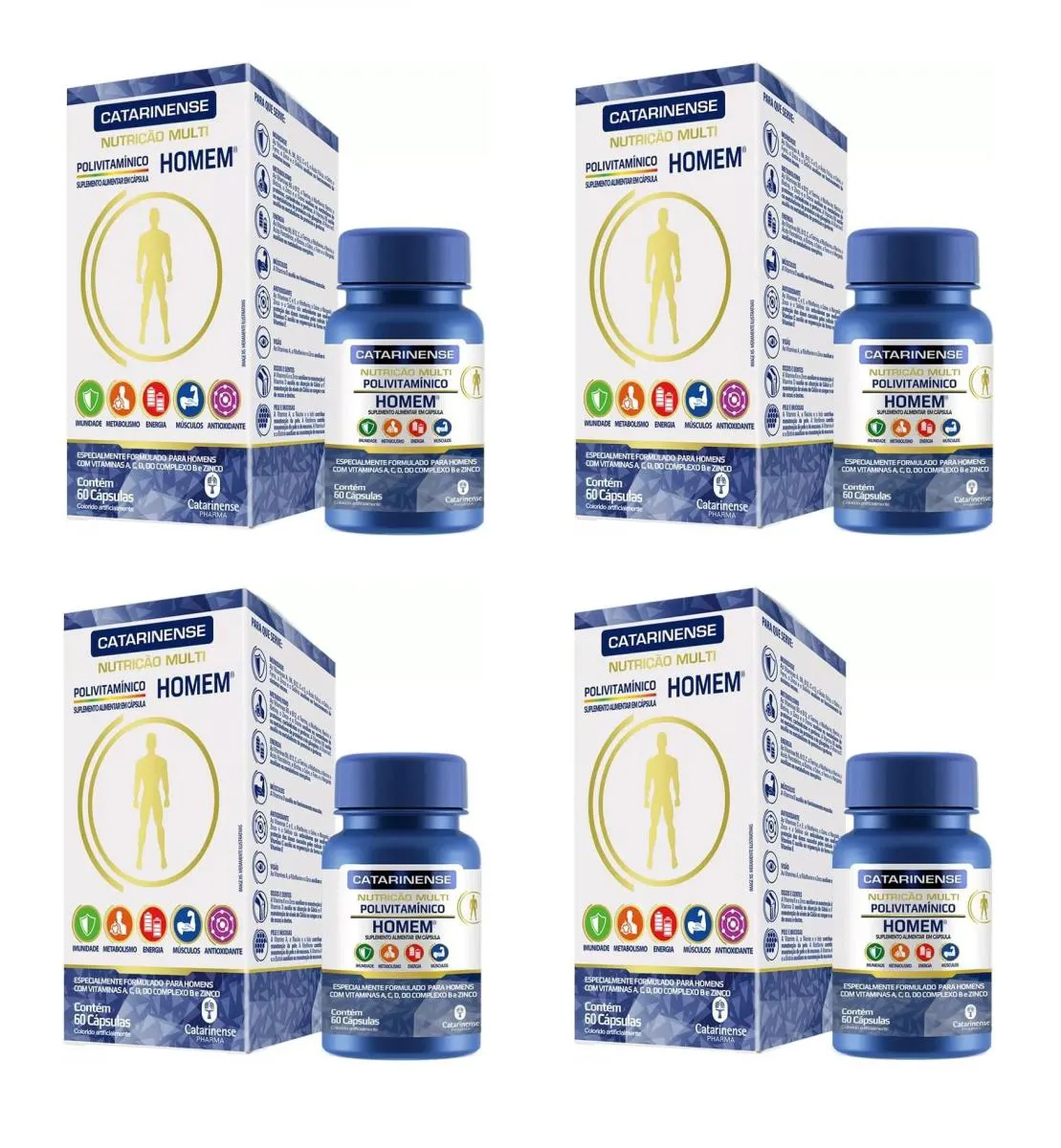 KIT 4 SUPLEMENTO CATARINENSE POLIVITAMíNICO HOMEM  60CPS