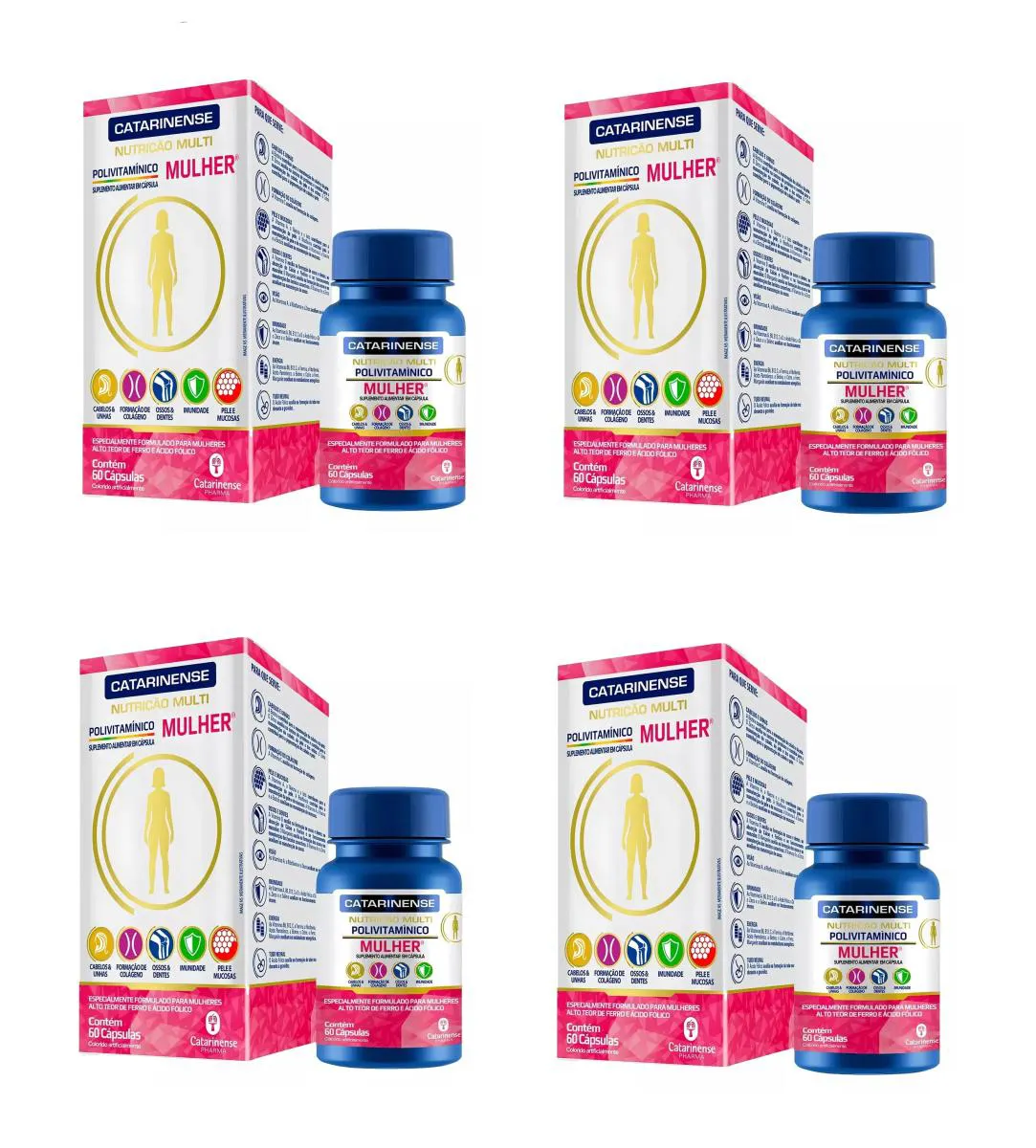 KIT 4 SUPLEMENTO CATARINENSE POLIVITAMíNICO MULHER  60CPS