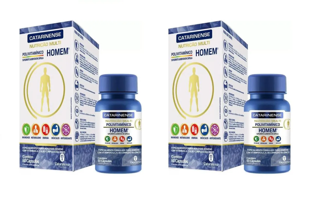 KIT 2 SUPLEMENTO CATARINENSE POLIVITAMíNICO HOMEM  60CPS