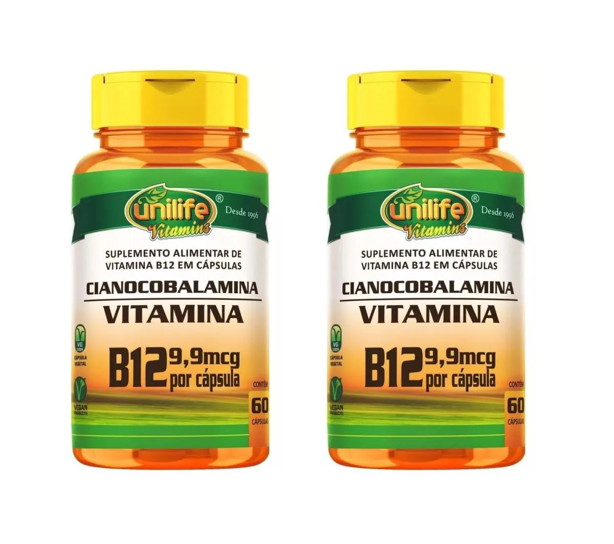 KIT 2 SUPLEMENTO UNILIFE VITAMINA B12 CIANOCOBALAMINA 60CPS