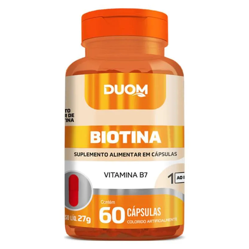 SUPLEMENTO BIOTINA VITAMINA B7 DUOM PELE E CABELO 60CPS