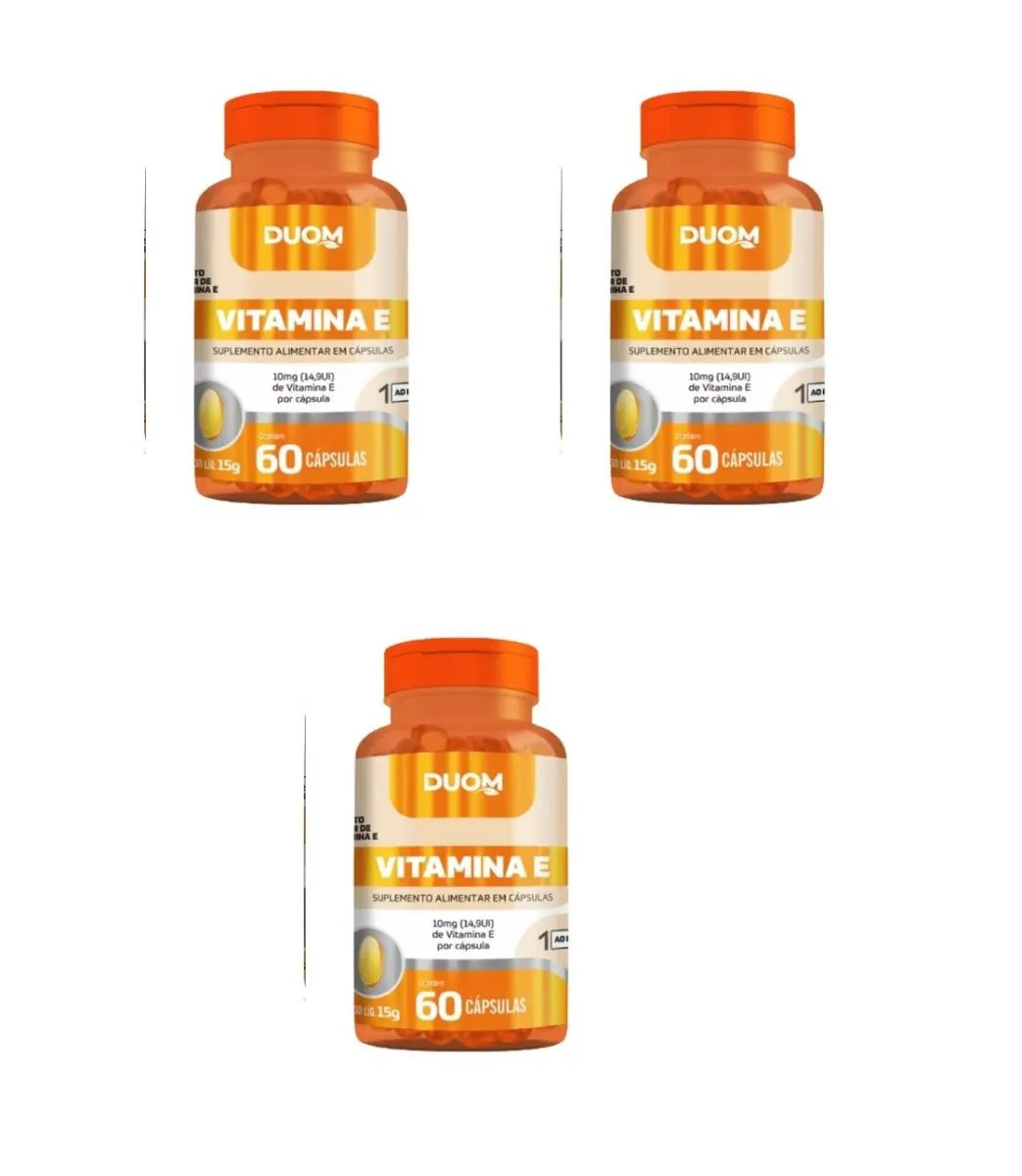 KIT 3 SUPLEMENTO VITAMINA E 15MG DUOM ANTIOXIDANTE 60CPS