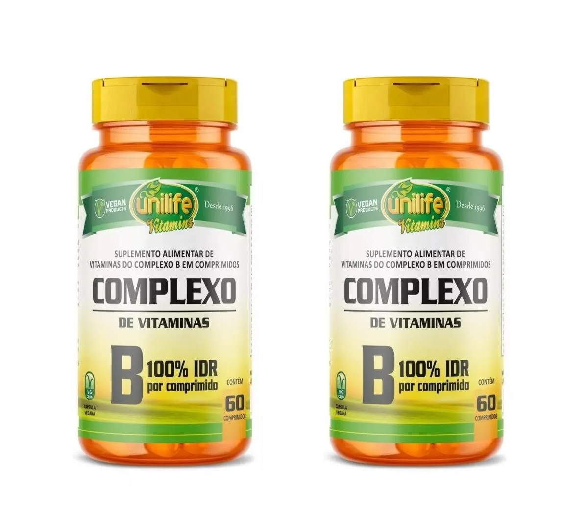 KIT 2 SUPLEMENTO UNILIFE COMPLEXO B 100% IDR IMUNIDADE 60CPS