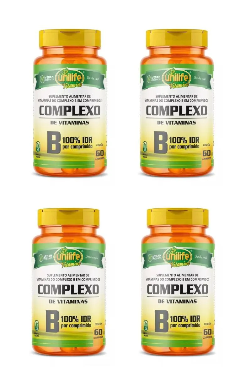 KIT 4 SUPLEMENTO UNILIFE COMPLEXO B 100% IDR IMUNIDADE 60CPS