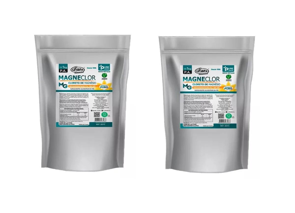 KIT 2 SUPLEMENTO UNILIFE MAGNECLOR CLORETO DE MAGNéSIO 1KG