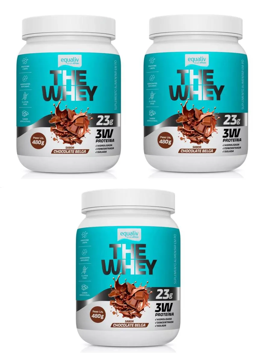 KIT 3 WHEY PROTEIN EQUALIV THE WAY 3W  CHOCOLATE BELGA 480G
