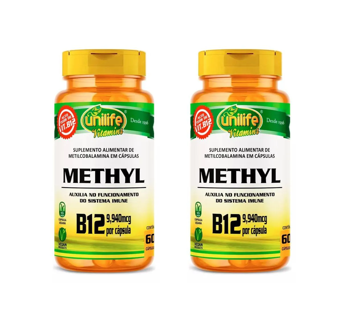 KIT 2 SUPLEMENTO UNILIFE VITAMINA B12 METILCOBALAMINA METHYL 60CPS
