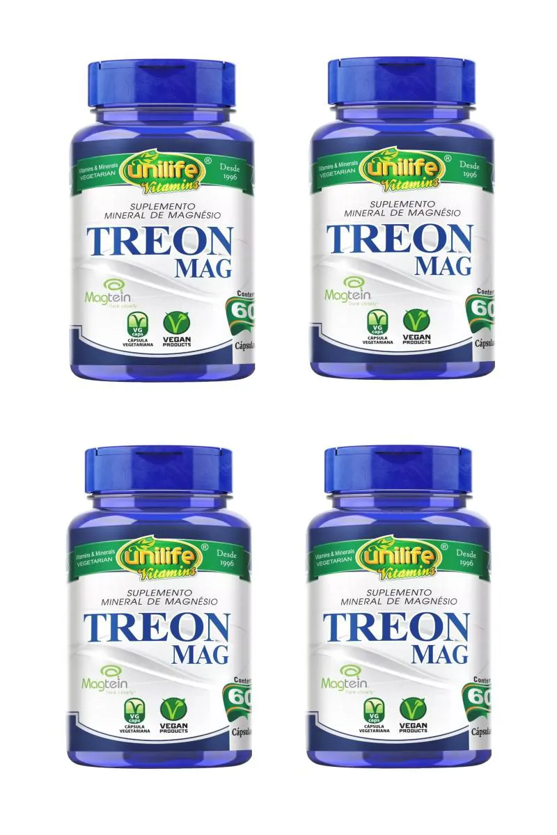 KIT 4 SUPLEMENTO UNILIFE TREON MAG TREONATO MINERAL 60CPS