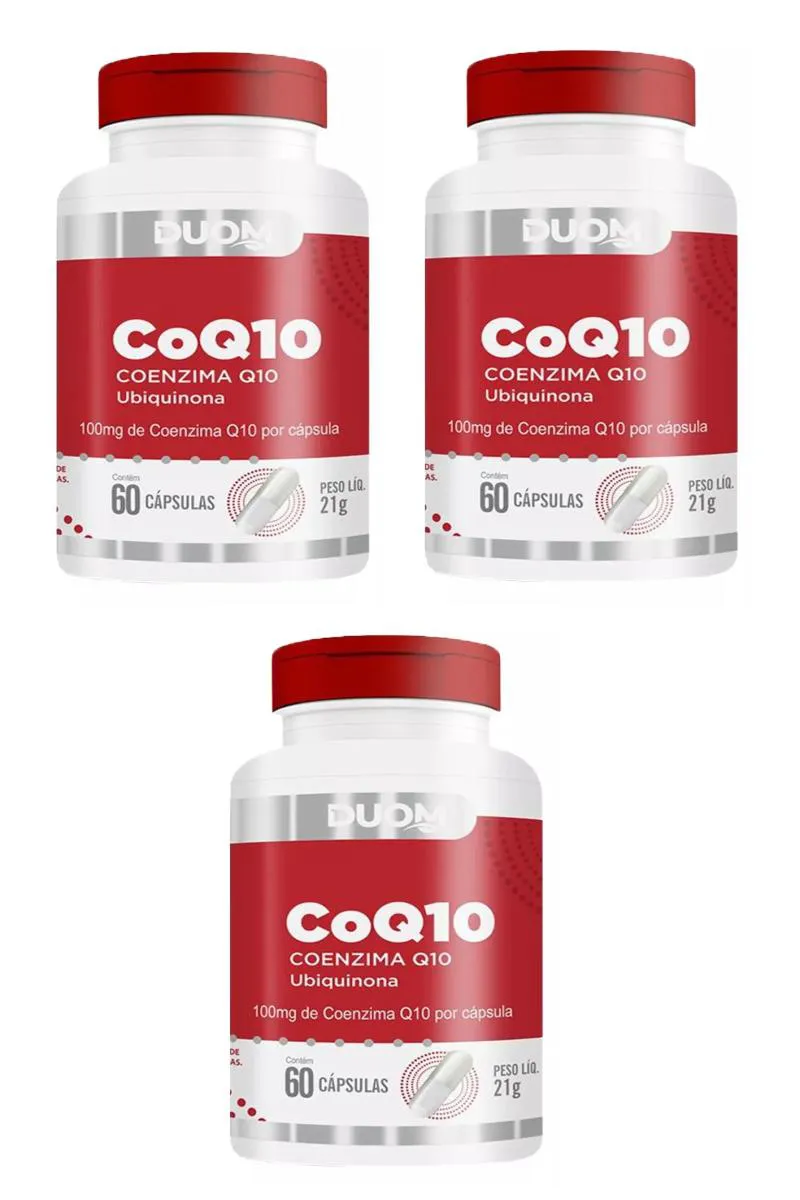 KIT 3 SUPLEMENTO COENZIMA Q10 UBIQUINONA DUOM ENERGIA 60CPS