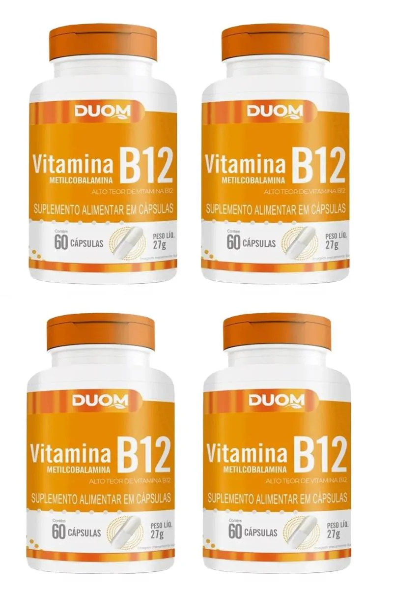 KIT 4 SUPLEMENTO VITAMINA B12 METILCOBALAMINA DUOM 60CPS