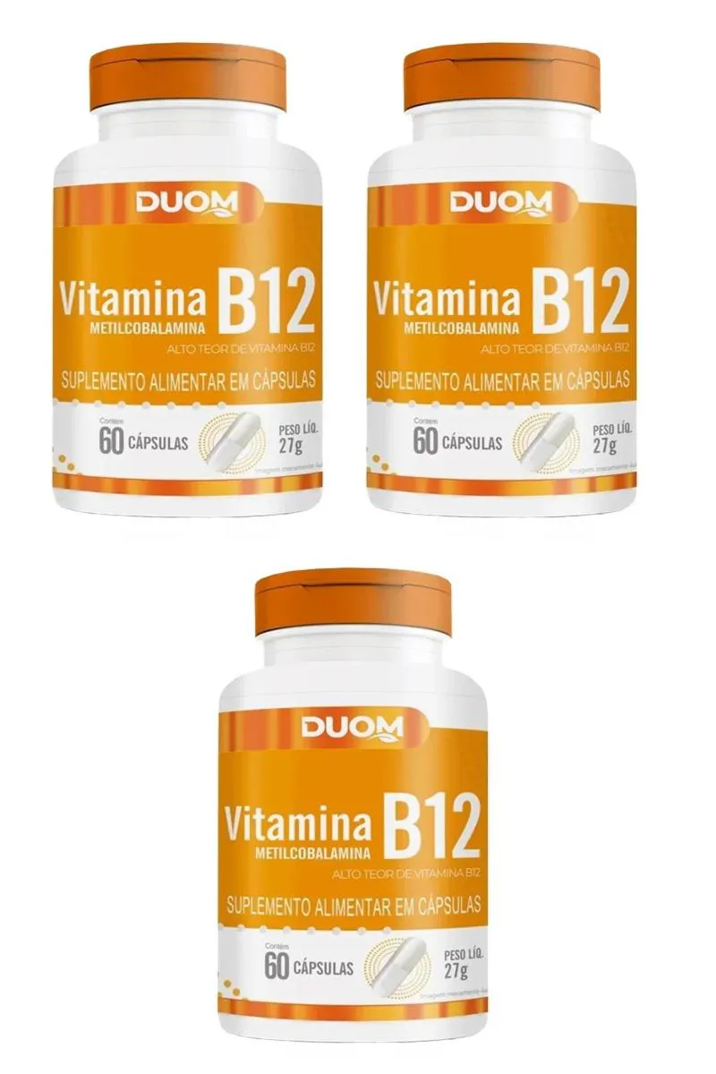 KIT 3 SUPLEMENTO VITAMINA B12 METILCOBALAMINA DUOM 60CPS
