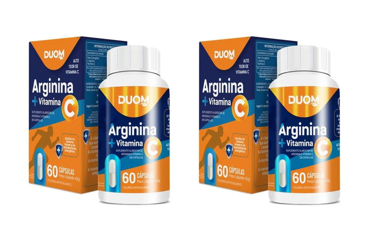 KIT 2 ARGININA + VITAMINA C 500MG DUOM IMUNIDADE 60CPS