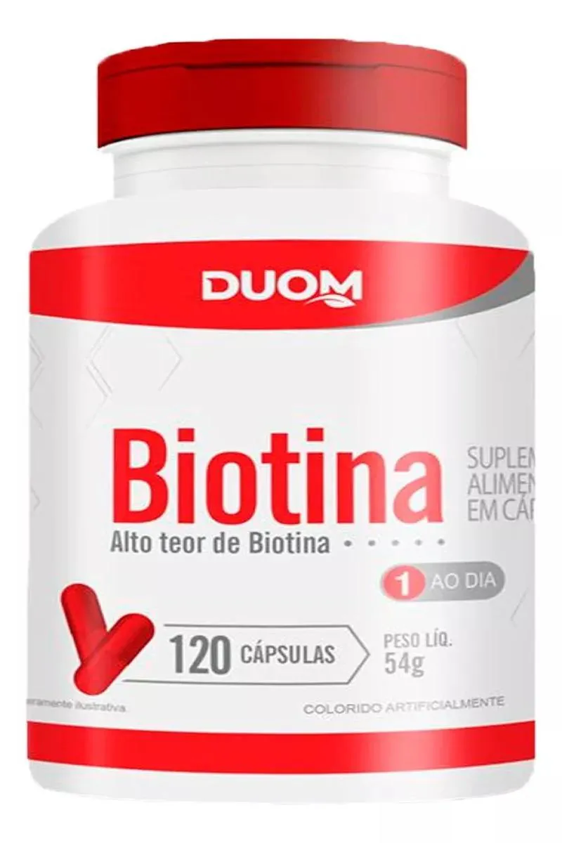 SUPLEMENTO BIOTINA VITAMINA B7 DUOM PELE E CABELO 120CPS