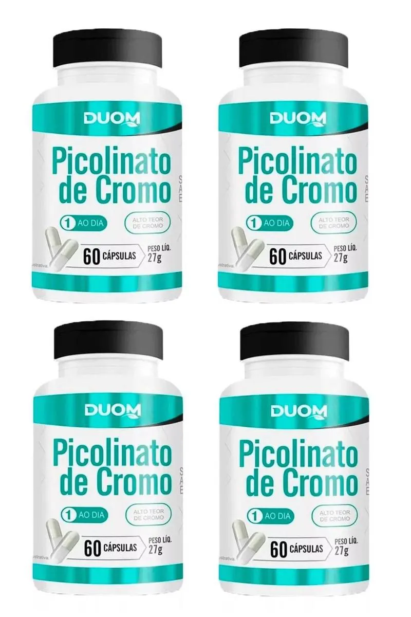 KIT 4 SUPLEMENTO PICOLINATO DE CROMO DUOM EMAGRECIMENTO 60CPS