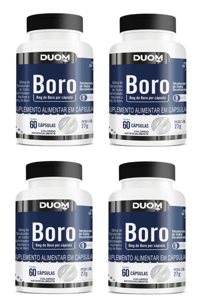 KIT 4 SUPLEMENTO BORO 8MG DUOM MEMóRIA CONCENTRAçãO 60CPS