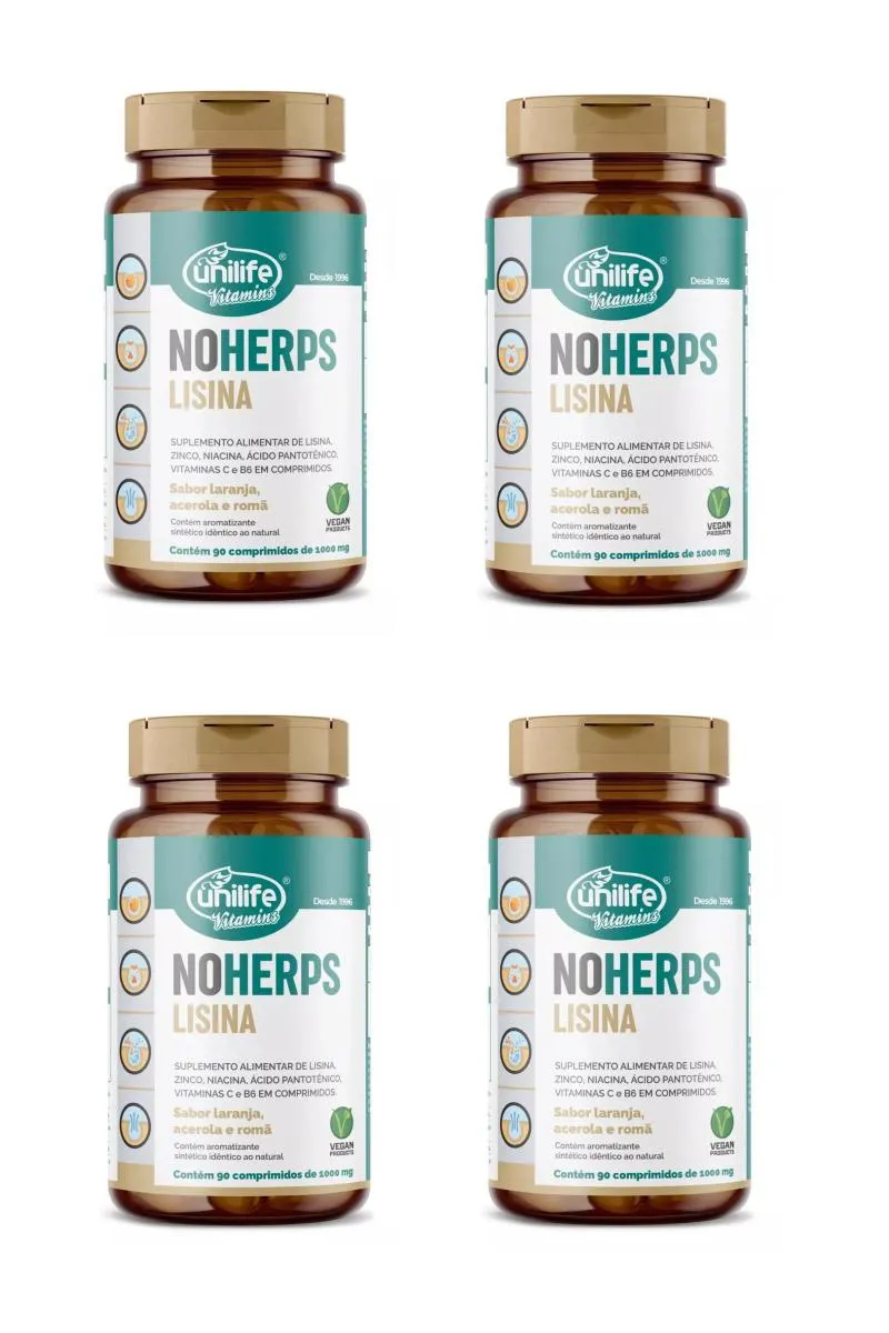 KIT 4 SUPLEMENTO UNILIFE NOHERPS LISINA  VITAMINA C 90CPS