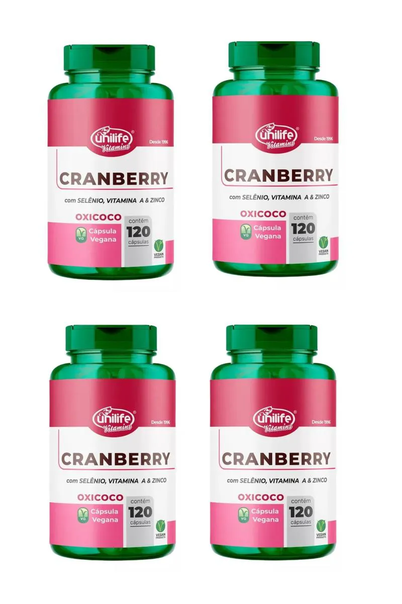 KIT 4 SUPLEMENTO UNILIFE CRANBERRY VITAMINA A ZINCO  120CPS