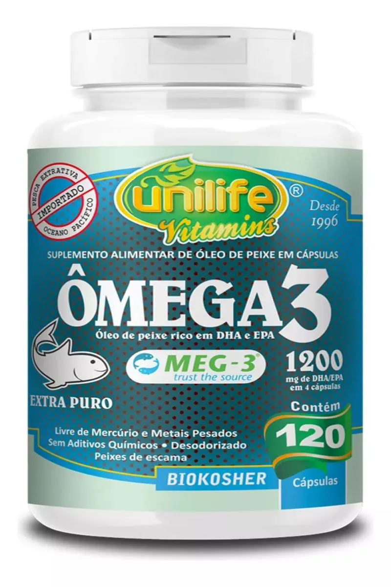 SUPLEMENTO UNILIFE ÔMEGA 3 PURO 1200MG DHA EPA MEG-3 60CPS