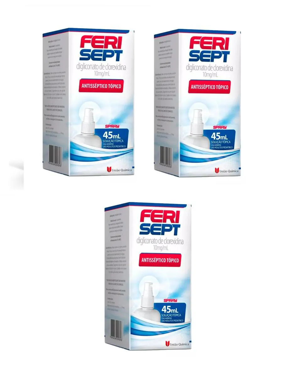 KIT 3 ANTISSéPTICO SPRAY FERISEPT CORTES E FERIMENTOS 45ML