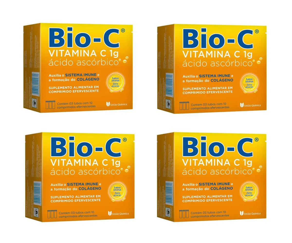 KIT 4 VITAMINA C BIO-C 1G ÁCIDO ASCóRBICO 30CP EFERVESCENTES