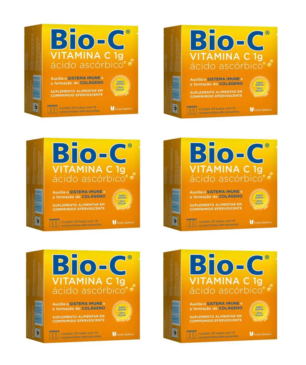 KIT 6 VITAMINA C BIO-C 1G ÁCIDO ASCóRBICO 30CP EFERVESCENTES