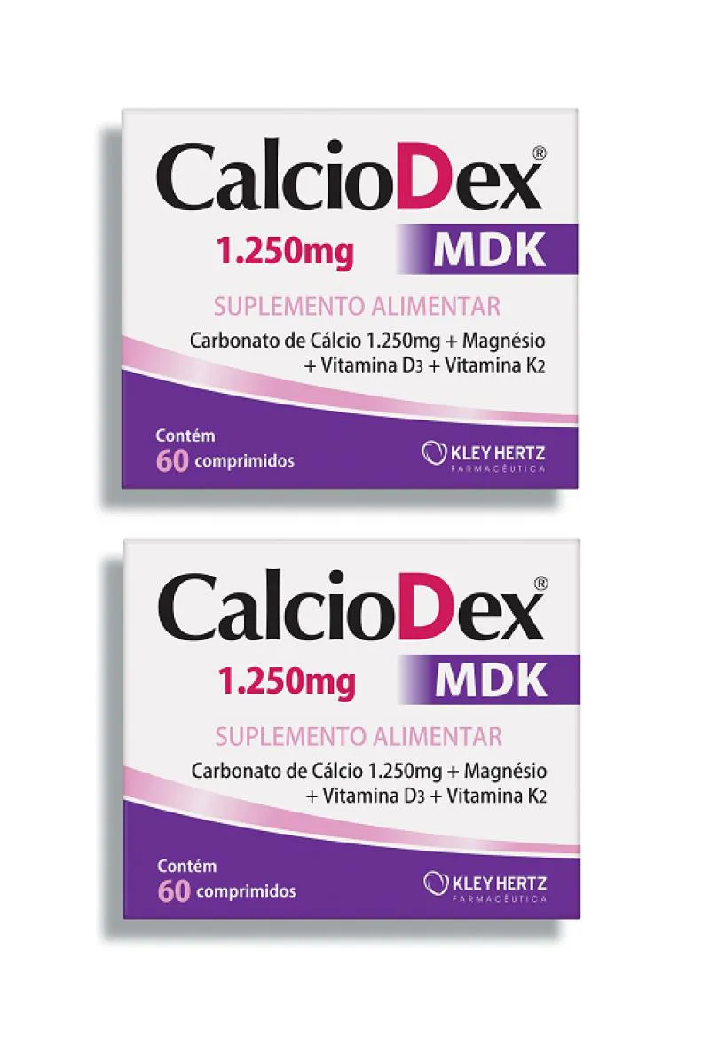 KIT 2 SUPLEMENTO CALCIODEX MDK 1250MG 60 CáPSULAS - HERTZ