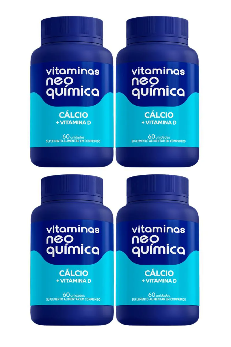 KIT 4 CáLCIO + VITAMINA D 60 CáPSULAS - NEO QUíMICA