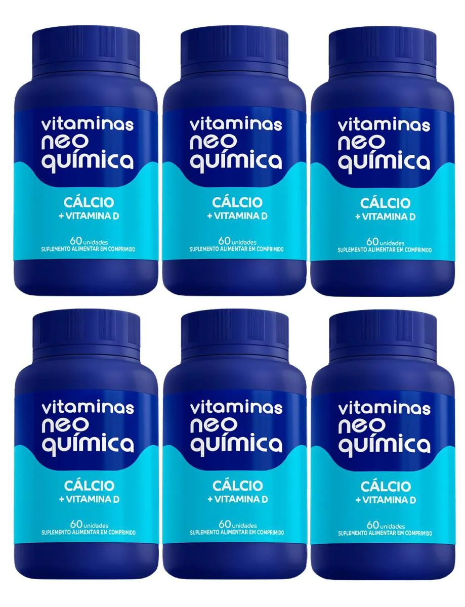 KIT 6 CáLCIO + VITAMINA D 60 CáPSULAS - NEO QUíMICA