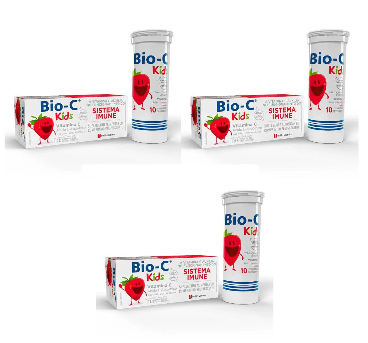 KIT 3 VITAMINA C BIO-C KIDS IMUNIDADE 10CPS EFERVESCENTES