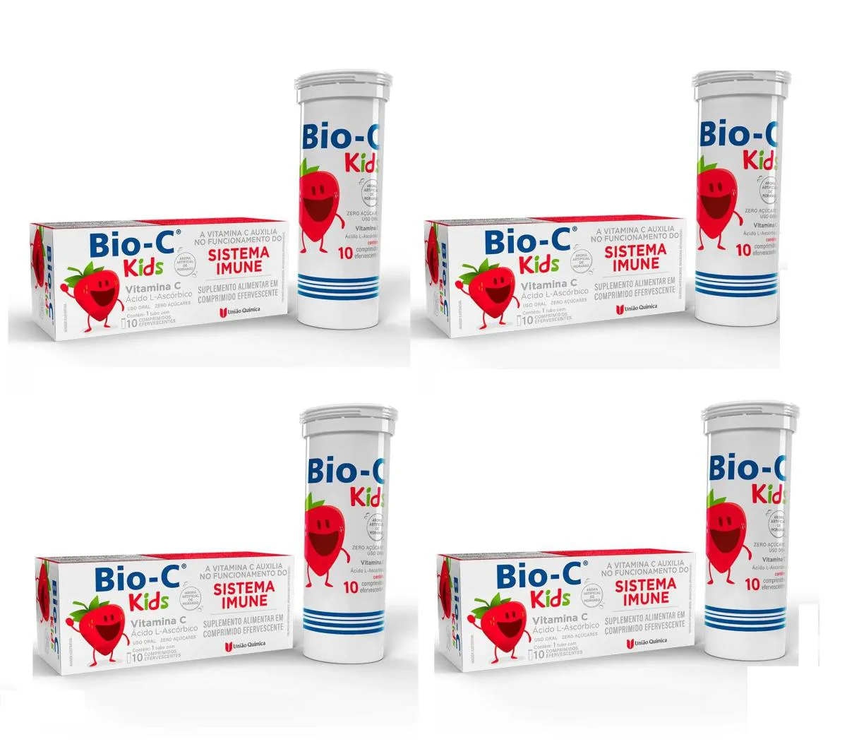 KIT 4 VITAMINA C BIO-C KIDS IMUNIDADE 10CPS EFERVESCENTES