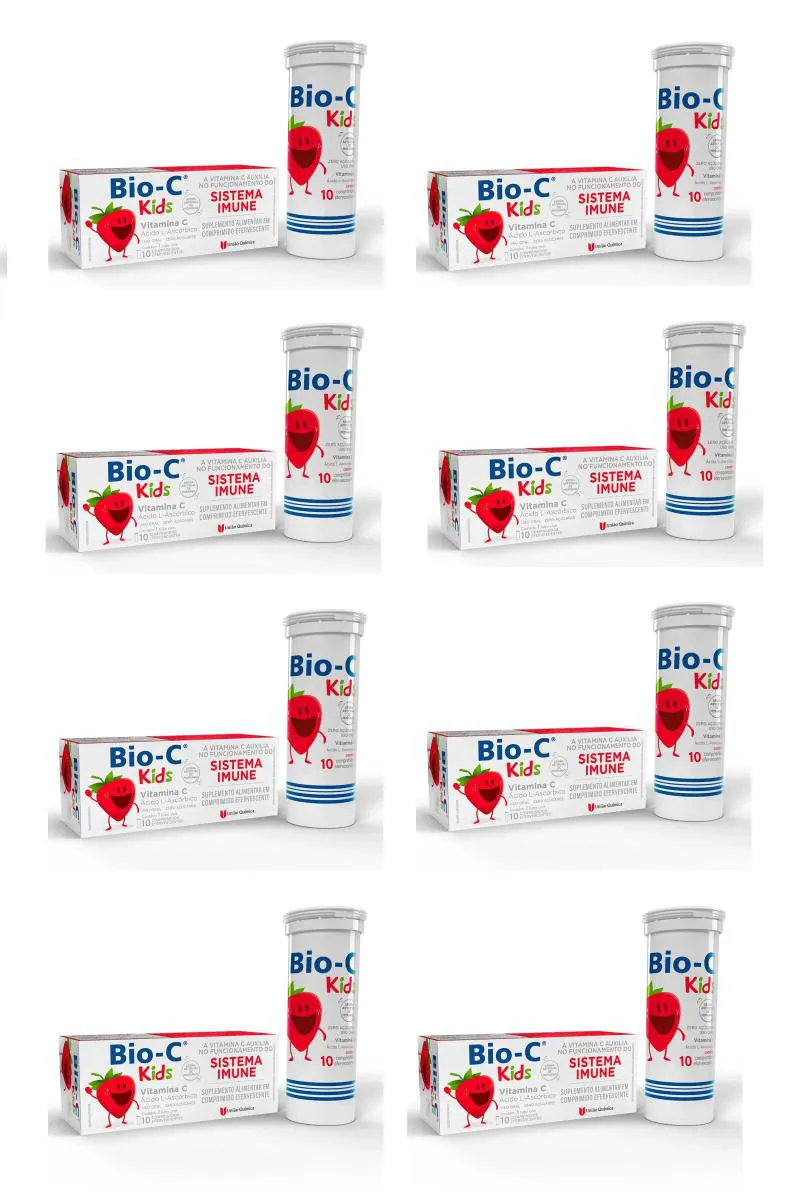 KIT 8 VITAMINA C BIO-C KIDS IMUNIDADE 10CPS EFERVESCENTES