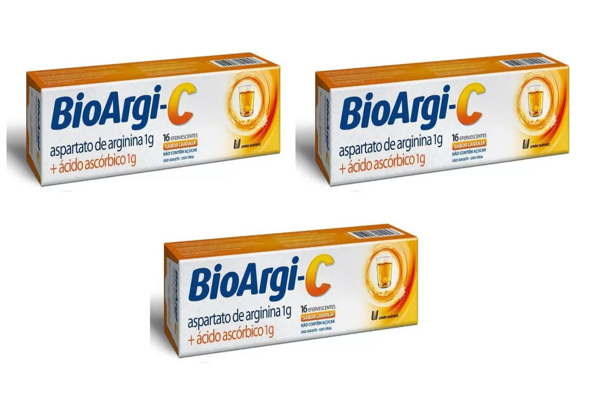 KIT 3 VITAMINA C 1G + ARGININA BIOARGI C 16CPS EFERVESCENTES
