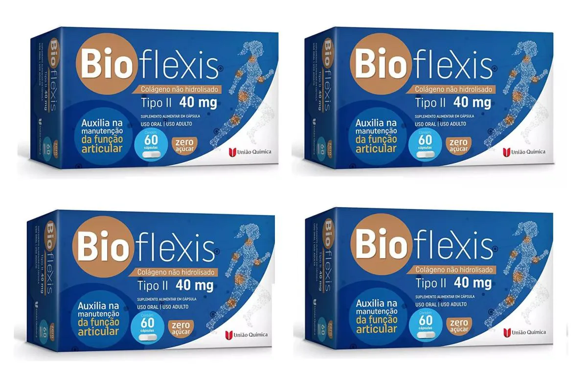 KIT 4 SUPLEMENTO BIOFLEXIS COLáGENO TIPO 2 ARTICULAçãO 30CPS