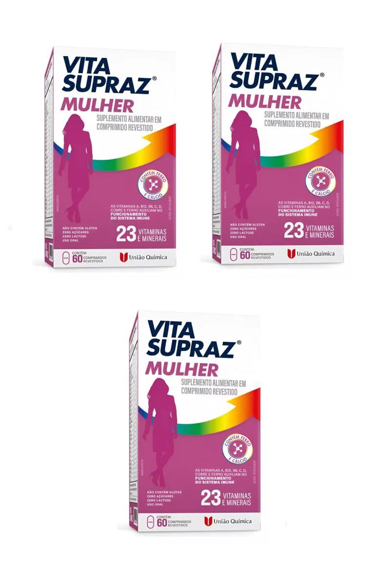 KIT 3 SUPLEMENTO VITA SUPRAZ MULHER IMUNIDADE 60CPS