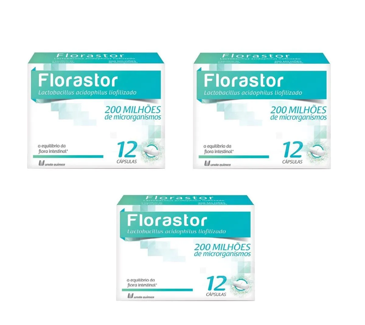 KIT 3 SUPLEMENTO FLORASTOR PROBIóTICO LACTOBACILLUS 12CPS