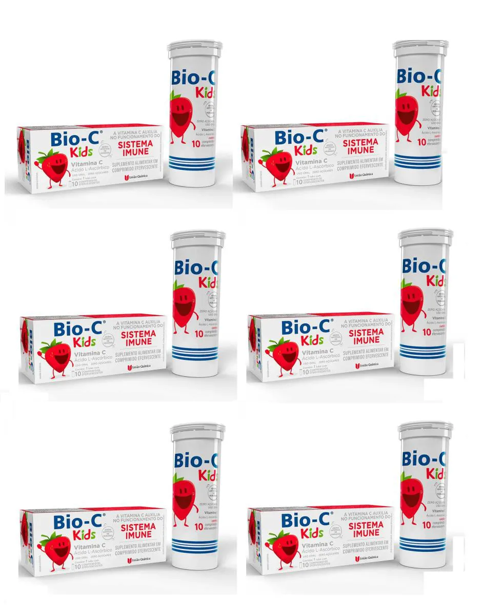 KIT 6 VITAMINA C BIO-C KIDS IMUNIDADE 10CPS EFERVESCENTES