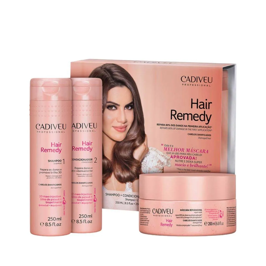 KIT CADIVEU  HAIR REMEDY REPARADOR 3 PRODUTOS