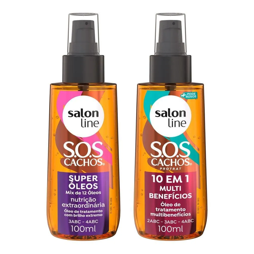 KIT 2 ÓLEOS DE TRATAMENTO 100ML SOS CACHOS SUPER ÓLEOS E MULTIBENEFíCIOS