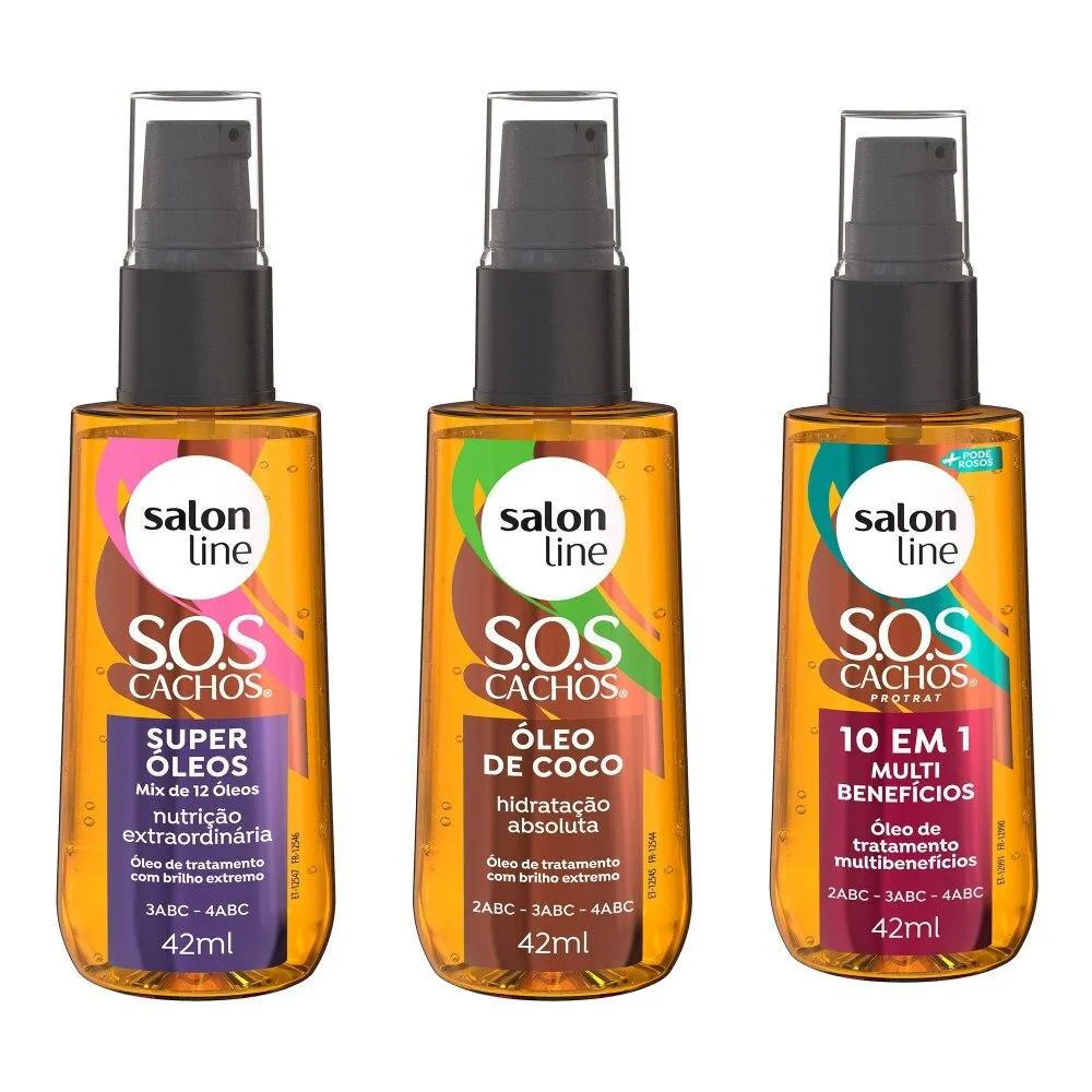 KIT COM 3 ÓLEOS DE TRATAMENTO COCO, SUPER ÓLEOS E MULTIBENEFíCIOS