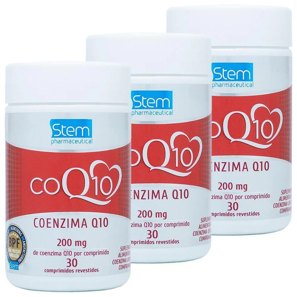 KIT 3X COQ10 COENZIMA Q10 30 COMPRIMIDOS STEM